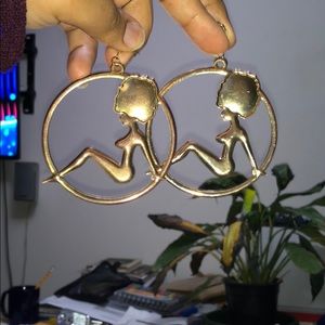 Gold Afro Babe Hoops